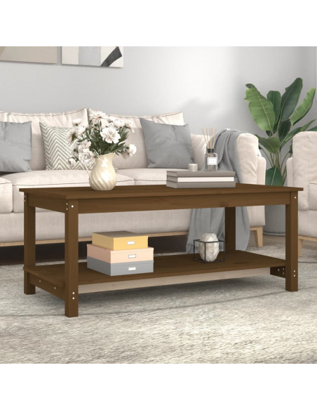 Tavolino da Salotto Miele 110x55x45 cm Legno Massello di Pino