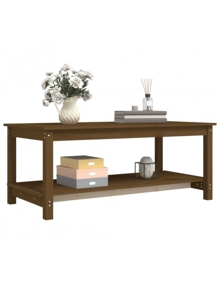 Tavolino da Salotto Miele 110x55x45 cm Legno Massello di Pino