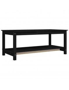 Tavolino da Salotto Nero 110x55x45 cm Legno Massello di Pino 2