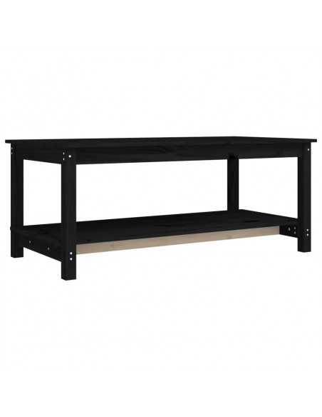Tavolino da Salotto Nero 110x55x45 cm Legno Massello di Pino