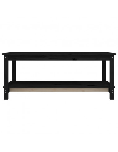 Tavolino da Salotto Nero 110x55x45 cm Legno Massello di Pino