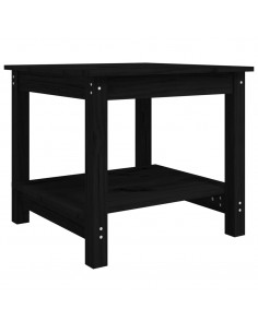 Tavolino da Salotto Nero 50x50x45 cm in Legno Massello di Pino 2