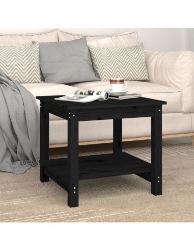 Tavolino da Salotto Nero 50x50x45 cm in Legno Massello di Pino
