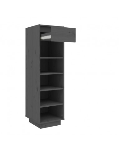 Scarpiera Grigia 30x34x105 cm in Legno Massello di Pino