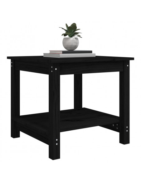 Tavolino da Salotto Nero 50x50x45 cm in Legno Massello di Pino