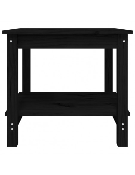 Tavolino da Salotto Nero 50x50x45 cm in Legno Massello di Pino