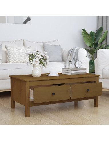 Tavolino da Salotto Miele 100x50x40 cm Legno Massello di Pino