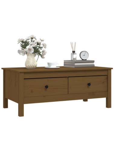 Tavolino da Salotto Miele 100x50x40 cm Legno Massello di Pino