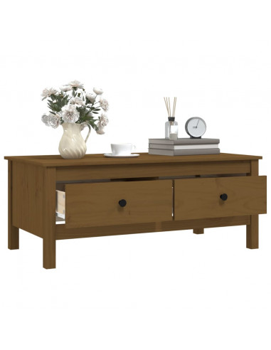 Tavolino da Salotto Miele 100x50x40 cm Legno Massello di Pino