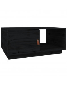 Tavolino da Salotto Nero 80x50x35,5cm in Legno Massello di Pino 2