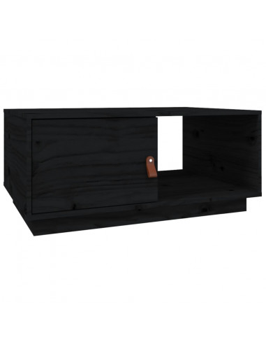 Tavolino da Salotto Nero 80x50x35,5cm in Legno Massello di Pino