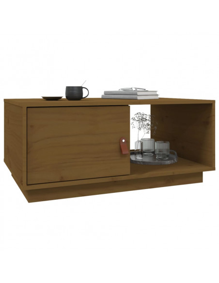 Tavolino da Salotto Miele 80x50x35,5 cm Legno Massello di Pino