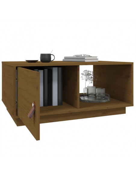 Tavolino da Salotto Miele 80x50x35,5 cm Legno Massello di Pino