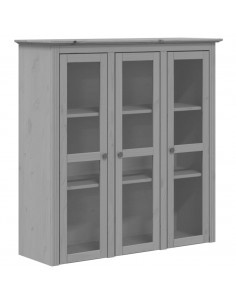 Mobile con Ante in Vetro BODO in Legno Massello di Pino Grigio 2