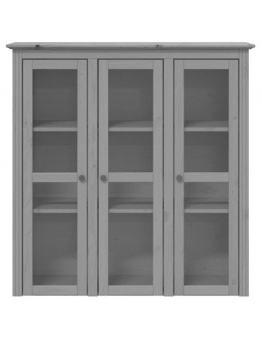 Mobile con Ante in Vetro BODO in Legno Massello di Pino Grigio