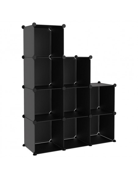 Organizzatore Portaoggetti con 9 Cubi Nero in PP