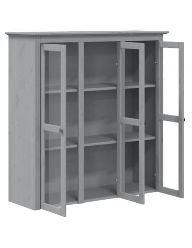 Mobile con Ante in Vetro BODO in Legno Massello di Pino Grigio
