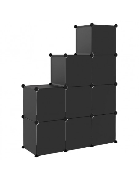 Organizzatore Portaoggetti con 9 Cubi Nero in PP