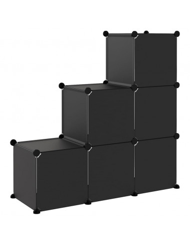 Organizzatore Portaoggetti con 6 Cubi Nero in PP