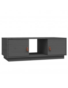 Tavolino da Salotto Grigio 100x50x35 cm Legno Massello di Pino 2