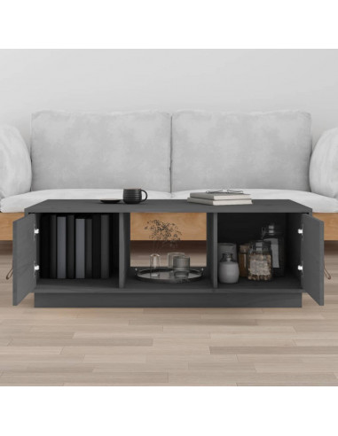 Tavolino da Salotto Grigio 100x50x35 cm Legno Massello di Pino