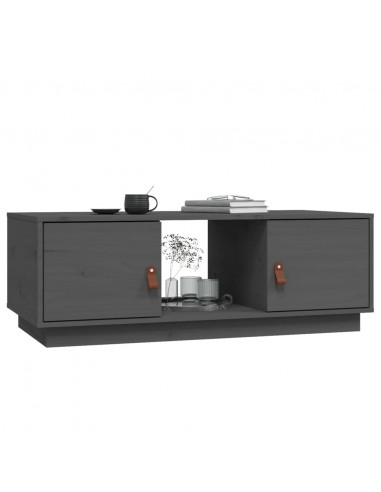 Tavolino da Salotto Grigio 100x50x35 cm Legno Massello di Pino