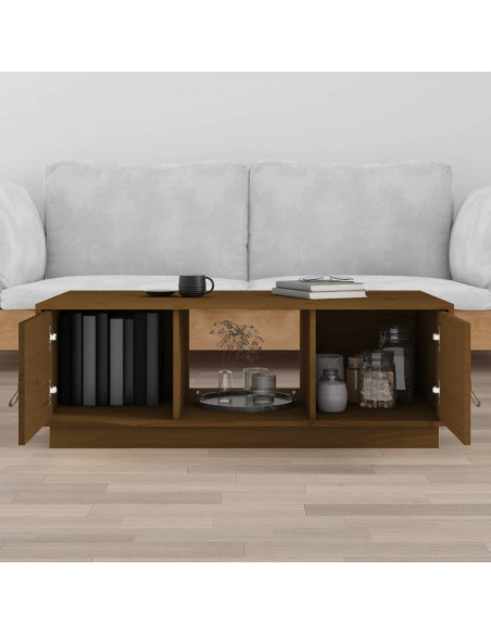Tavolino da Salotto Miele 100x50x35 cm Legno Massello di Pino