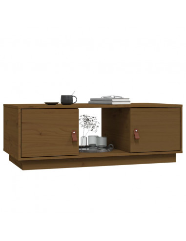 Tavolino da Salotto Miele 100x50x35 cm Legno Massello di Pino