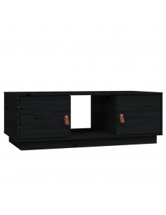 Tavolino da Salotto Nero 100x50x35 cm Legno Massello di Pino 2