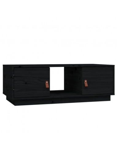 Tavolino da Salotto Nero 100x50x35 cm Legno Massello di Pino