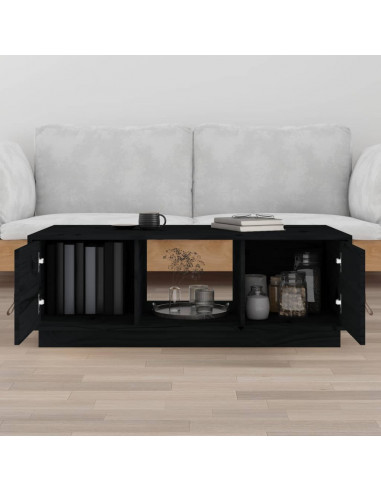 Tavolino da Salotto Nero 100x50x35 cm Legno Massello di Pino