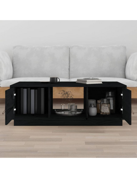 Tavolino da Salotto Nero 100x50x35 cm Legno Massello di Pino