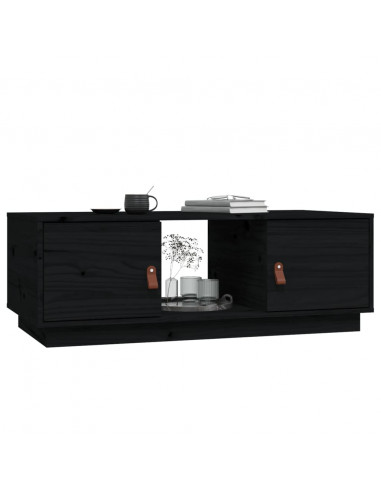 Tavolino da Salotto Nero 100x50x35 cm Legno Massello di Pino