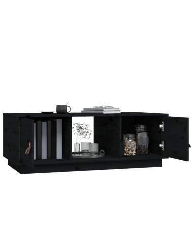 Tavolino da Salotto Nero 100x50x35 cm Legno Massello di Pino