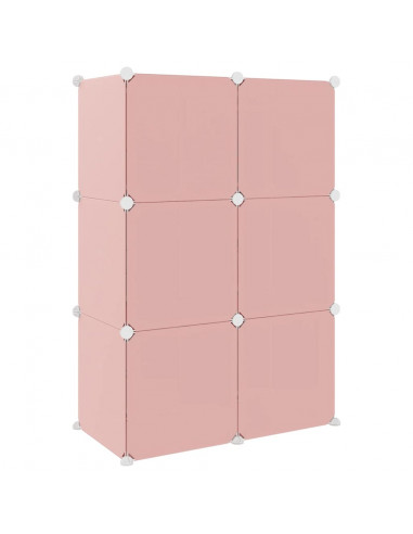 Scaffale Portaoggetti per Bambini con 6 Cubi Rosa in PP