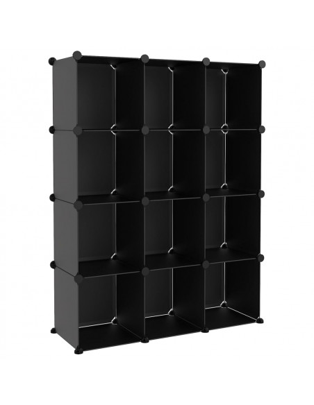 Organizzatore Portaoggetti con 12 Cubi Nero in PP