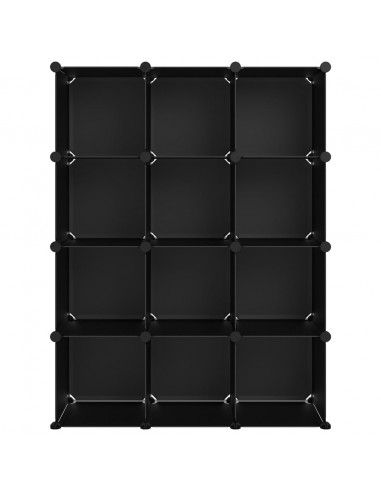 Organizzatore Portaoggetti con 12 Cubi Nero in PP