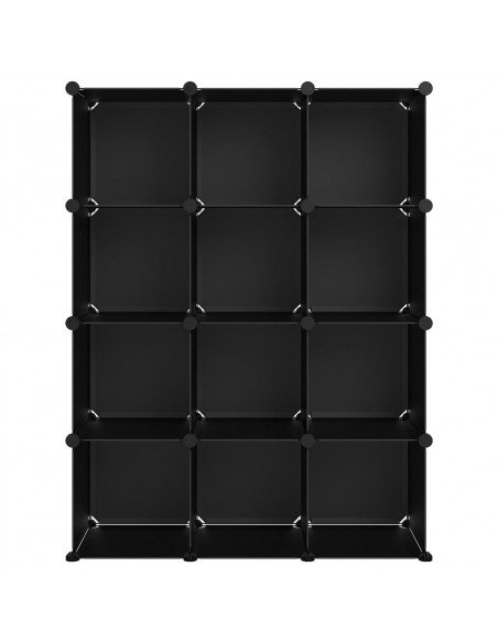 Organizzatore Portaoggetti con 12 Cubi Nero in PP
