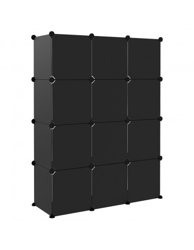 Organizzatore Portaoggetti con 12 Cubi Nero in PP