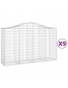 Cesti Gabbioni ad Arco 9 pz 200x50x120/140 cm Ferro Zincato 2