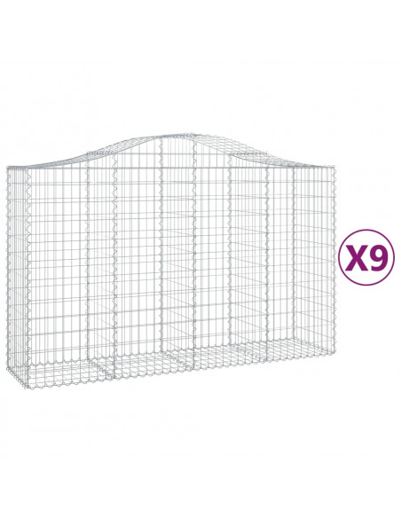 Cesti Gabbioni ad Arco 9 pz 200x50x120/140 cm Ferro Zincato