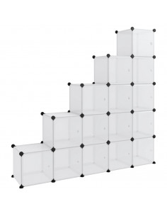 Organizzatore Portaoggetti con 15 Cubi e Ante Trasparenti in PP 2