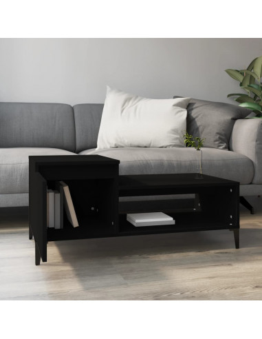 Tavolino da Salotto Nero 100x50x45 cm in Legno Multistrato