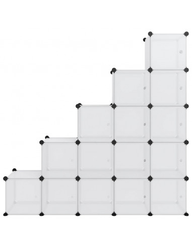 Organizzatore Portaoggetti con 15 Cubi e Ante Trasparenti in PP