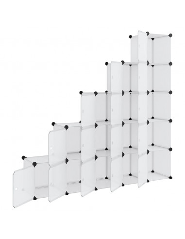 Organizzatore Portaoggetti con 15 Cubi e Ante Trasparenti in PP
