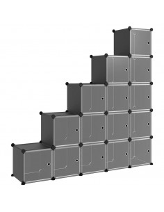 Organizzatore Portaoggetti con 15 Cubi e Ante Trasparenti in PP 2