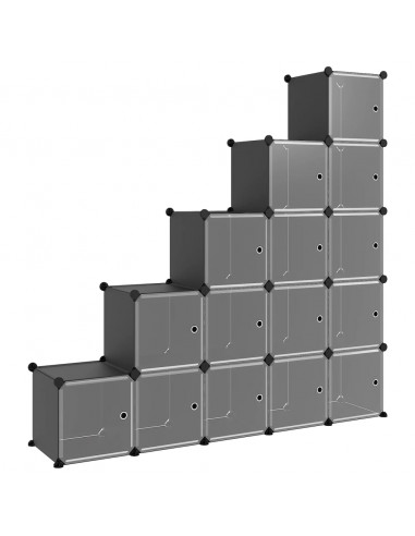 Organizzatore Portaoggetti con 15 Cubi e Ante Trasparenti in PP