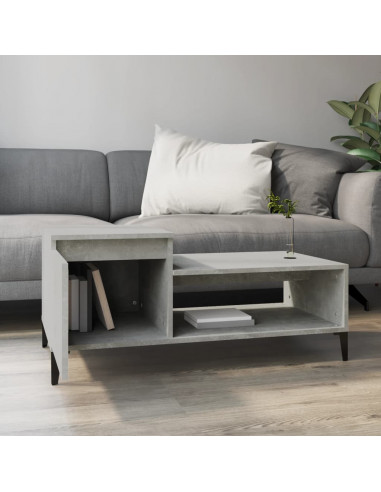 Tavolino Salotto Grigio Cemento 100x50x45 cm Legno Multistrato