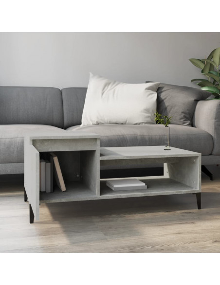Tavolino Salotto Grigio Cemento 100x50x45 cm Legno Multistrato