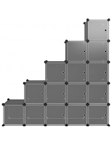 Organizzatore Portaoggetti con 15 Cubi e Ante Trasparenti in PP